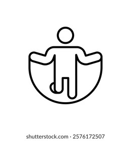 Man jumping with skipping rope icon vector outline logo sign