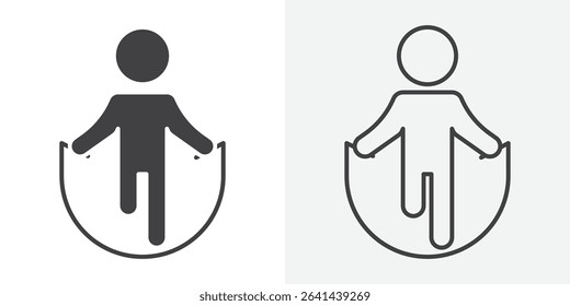 Man jumping with skipping rope icon Line graphics illustration