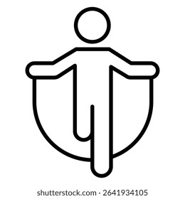 Man jumping with skipping rope icon Thin line vector design