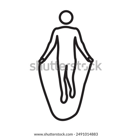 Man jumping with skipping rope icon Black line art vector logo