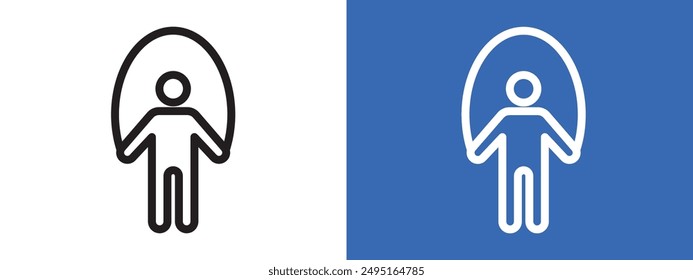Man jumping with skipping rope logo sign set vector outline