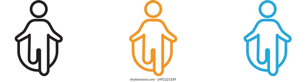 Man jumping with skipping rope vector logo set collection for web app ui