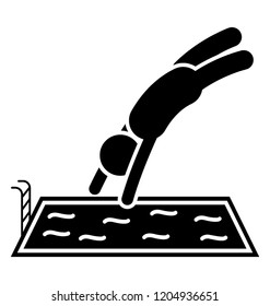 Man jumping in swimming pool for having fun 