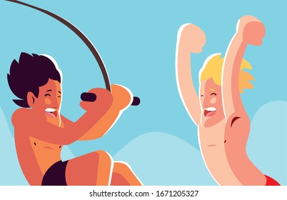 man jumping to the swimming pool vector illustration design