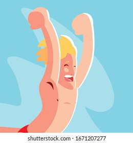 hombre saltando al diseño de ilustración vectorial de la piscina