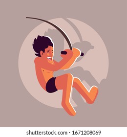 man jumping to the swimming pool vector illustration design