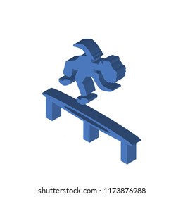 Man Jumping from a trampo isometric left top view 3D icon