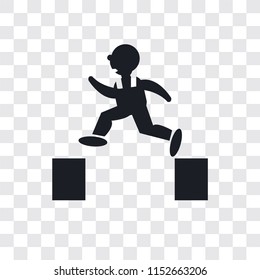 Man jumping vector icon isolated on transparent background, Man jumping logo concept