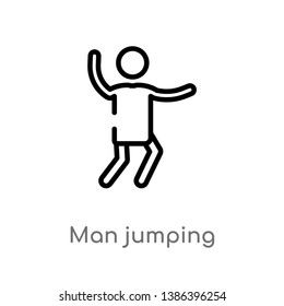 man jumping vector line icon. Simple element illustration. man jumping outline icon from people concept. Can be used for web and mobile