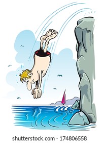 Man jumping in water.