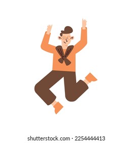 hombre saltando usando personaje de desgaste de primavera