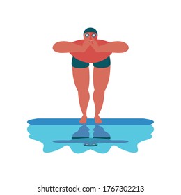 man jumps into the water on white background vector illustration design