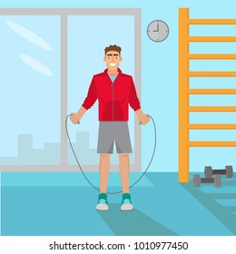 Man Jumps On A Skipping Rope