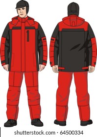 El hombre en un mono que consiste en una chaqueta y pantalones