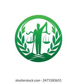 Man justice, Logo or emblem design for Law firm, Lawyer service, Law office. Vector illustration. 