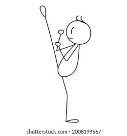 man karate stick figure, isolated, vector