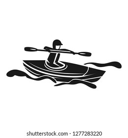 Man in a kayak icon. Simple illustration of man in a kayak vector icon for web design isolated on white background