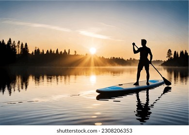 A man in a kayak with a paddle. A man with an oar in a boat in nature. Rafting.