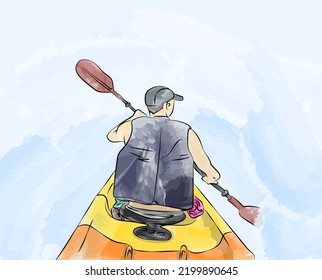 Man in kayak and a river