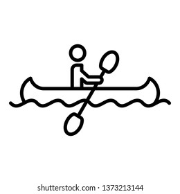 Man kayak swimming icon. Outline man kayak swimming vector icon for web design isolated on white background