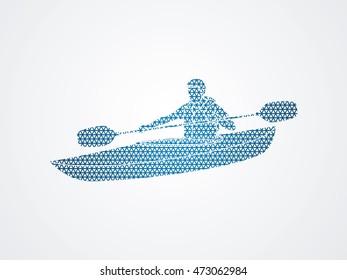 A man kayaking designed using geometric pattern graphic vector.