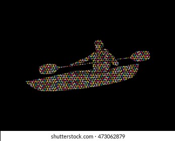 A man kayaking designed using mosaic pattern graphic vector.
