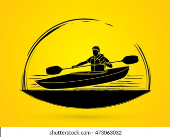A man kayaking graphic vector.