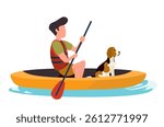 man kayaking with his dog