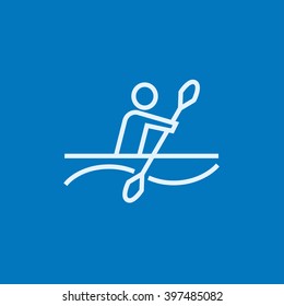 Man kayaking line icon.