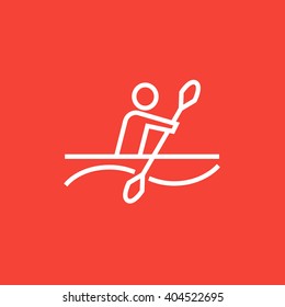 Man kayaking line icon.