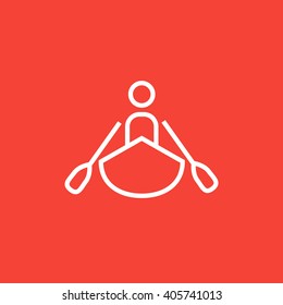 Man kayaking line icon.