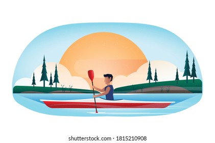 man kayaking on the lake