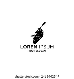 a man kayaking silhouette logo vector illustrations
