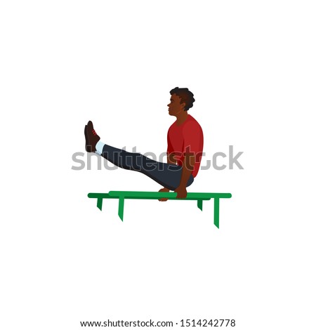 Man keeping balance on hands during workout vector illustration