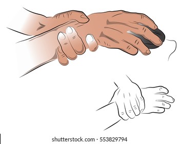 Man keeps himself wrist. Pain in the wrist. Office illness