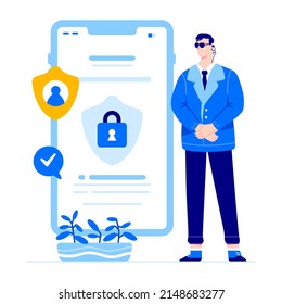 Man keeps security concept illustration