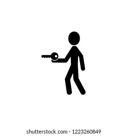 Man with a key in his hand icon. Element of Problem solving. Premium quality graphic design. Signs and symbols collection icon for websites, web design, mobile app on white background