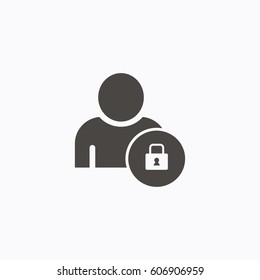 Man and key icon safety concept button