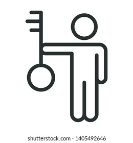 man with key - minimal line web icon. simple vector illustration. concept for infographic, website or app.