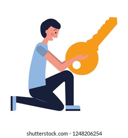 man with key security protection
