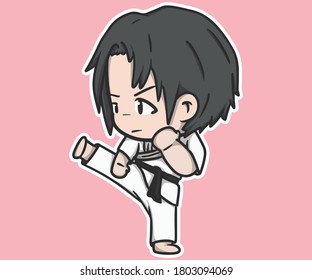 Man Kick with Karate martial arts Vector illustration clipart cartoon  