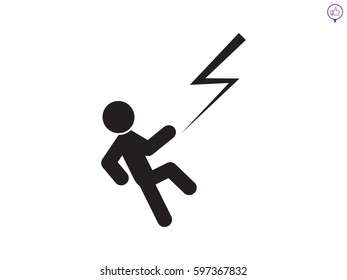 man, kick, lightning, icon, vector illustration eps10