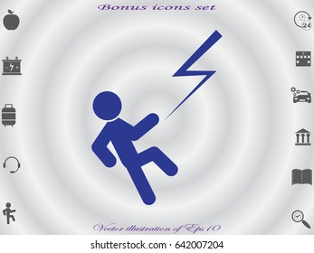 man, kick, lightning, icon, vector illustration eps10