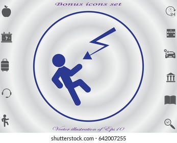 man, kick, lightning, icon, vector illustration eps10