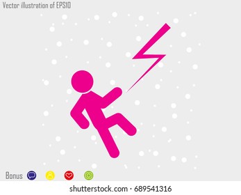 man, kick, lightning, icon, vector illustration eps10