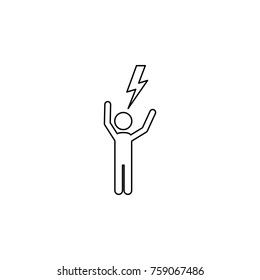 man kick lightning line icon. Insurance outline iconon white background