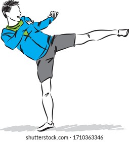 man kicking fitness vector illustration