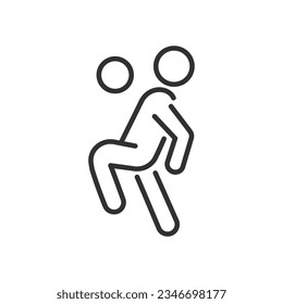 Man kicks ball, linear icon. Line with editable stroke