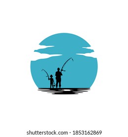 Man and kid fishing design illustration inspiration