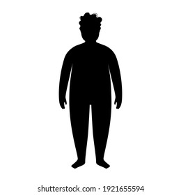 Man or kid silhouette with obese figure. Male persons with overweight. High BMI range. Adult or child character with big fat level. Result of absence diet and healthy lifestyle vector illustration.